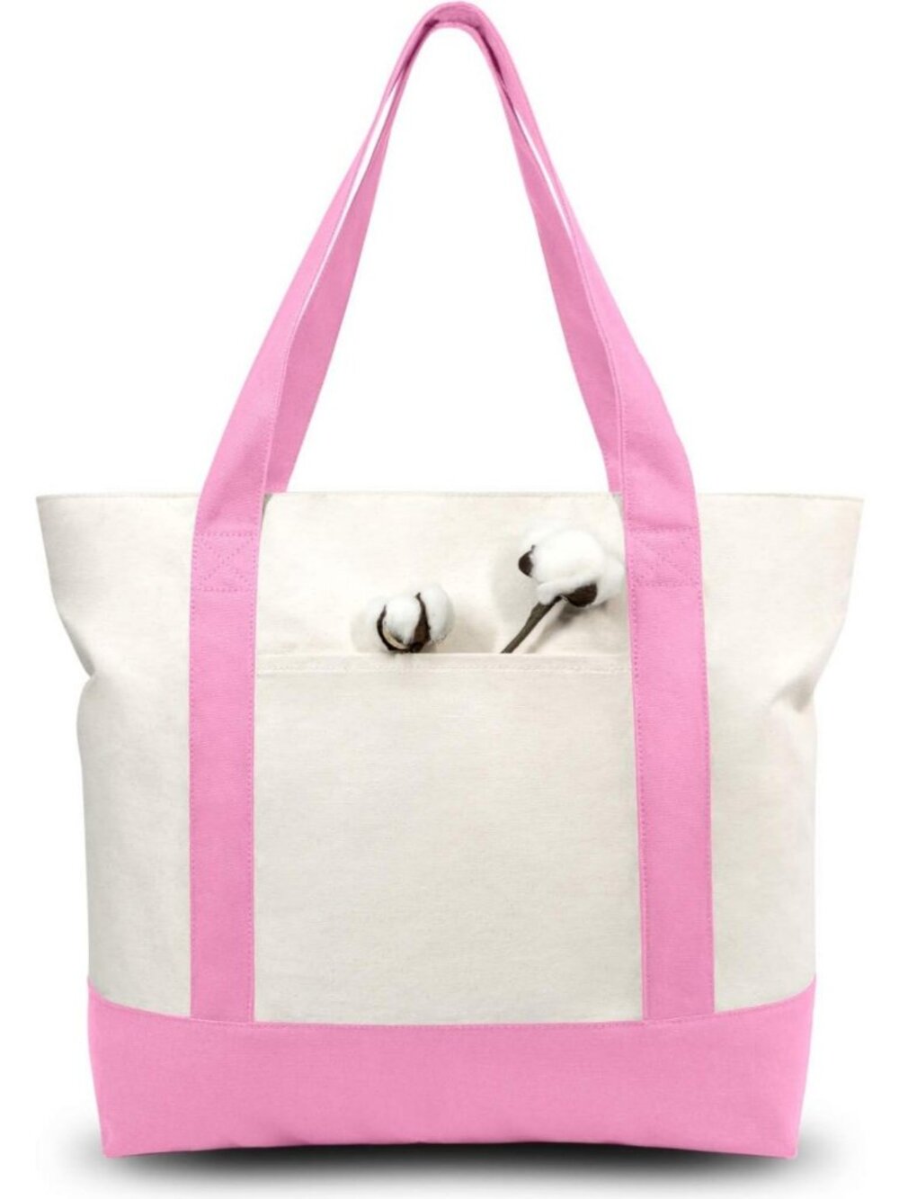 Reusable Canvas Tote Bags 6-Pack with Zipper Closure & External Pocket